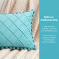 thumbnail image 2 of REGALWOVEN Couch Pillow Cases 1 Pack Soft Pom-poms Velvet Throw Pillow Covers for Farmhouse Home Decor Blue 12" x 20", 2 of 4