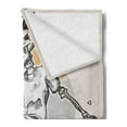 thumbnail image 2 of Skull Soft Flannel Fleece Throw Blanket, Punk Rocker Skeleton Boy on a Skateboard Skiing Abstract Background, Cozy Plush for Indoor and Outdoor Use, 50" x 60", Pale Grey and Cream, by Ambesonne, 2 of 5