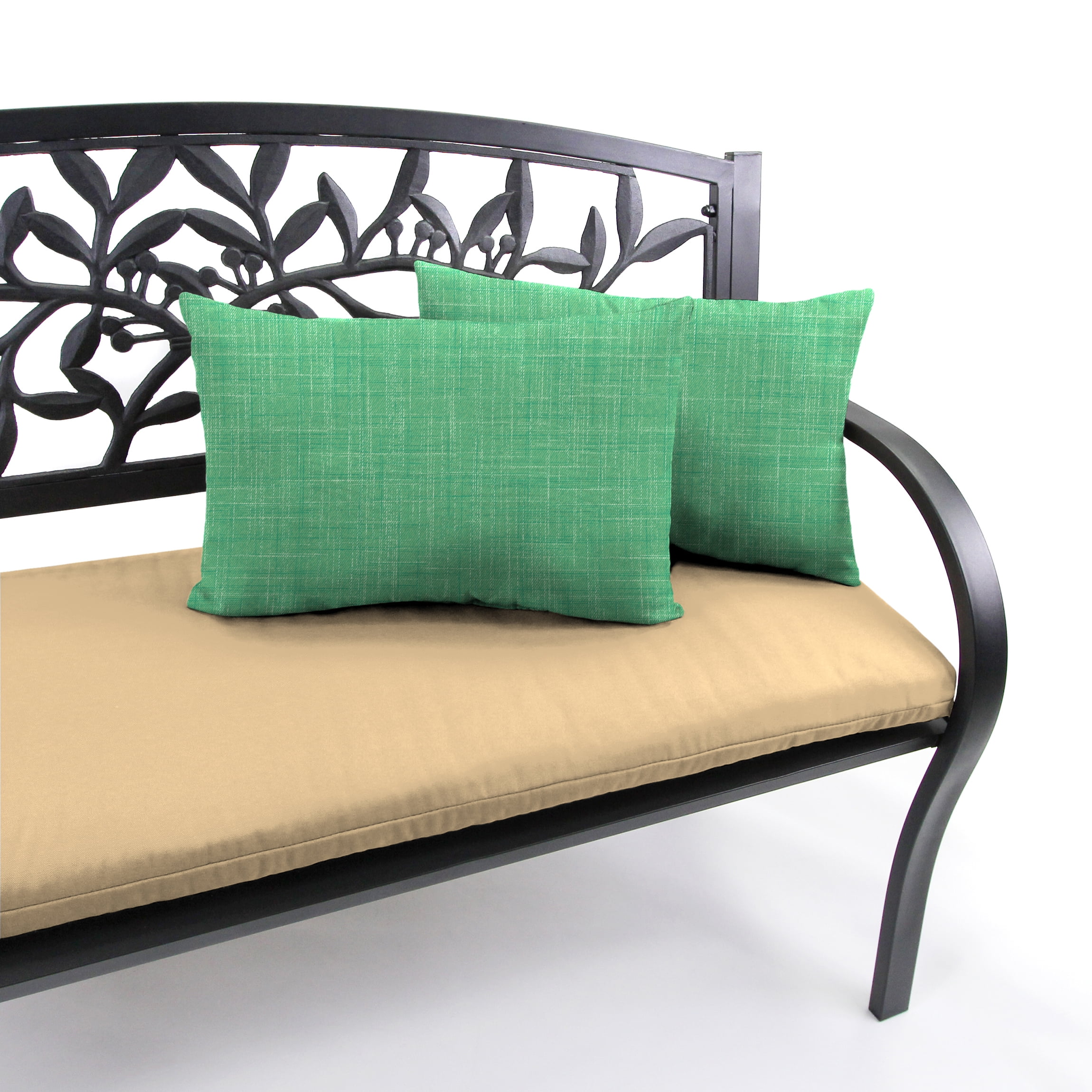 Jordan Manufacturing 12" x 18" Harlow Dill Green Solid Rectangular Outdoor Lumbar Throw Pillow (2 Pack)