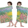 thumbnail image 4 of Pioneer Flower Floral Print Pattern Hooded Bath Towel，60"x35" for Ages 3 To 12 Kids, Quick Dry Lightweight Soft Microfiber Hood Beach Towel Cover Up for Kids, 4 of 7