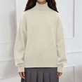 thumbnail image 4 of Pullover Sweaters for Women 2025 Long Sleeve Turtleneck Oversized Plain Basic Knitted Sweater Tops Fall Winter Outfits, 4 of 5