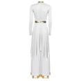 thumbnail image 4 of Sholeno Womens Liturgical Praise Dance Outfits Worship Dancewear Overlay Dress with Wide-Leg Pants 2-Piece Sets White XL, 4 of 7
