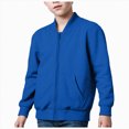 thumbnail image 3 of KPOPLK Kids Zip Up Bomber Jacket 1-8 Years Long Sleeve Baseball Collar Sweatshirt Fall School Clothes Size 7-8 Years,Dark Blue, 3 of 8