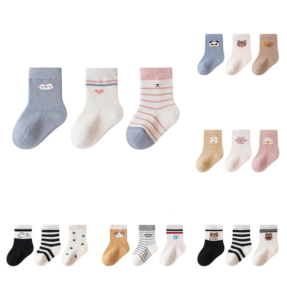 Rhuody Socks For Boys Girls Newborn Infant Non Slip Proof Grip Footies Cushioned Walking Socks Ankle Socks Blue