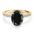 thumbnail image 3 of Gem Stone King 10K Two Tone Gold Black Sapphire and Lab Grown Diamond Engagement Ring for Women | 2.70 Cttw | Oval 9X7MM | Gemstone September Birthstone | Size 5, 3 of 6