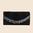thumbnail image 5 of Black Glitter Clutch for Women, Evening Purse with Detachable Chain, Pleated Sparkly Clutch Bag for Wedding Party Prom Crossbody,Size Free Size, 5 of 6
