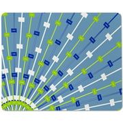 Yeuss Abstracts Geometry Rectangular Non-Slip Mousepad Abstract Pattern of Blue, Green and White Stripes Fanning Out