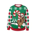 thumbnail image 3 of Suéteres navideños para hombre, suéteres navideños con renos, estampado 3D, cuello redondo, ropa para parejas, sudaderas para fiestas navideñas, 3 of 5