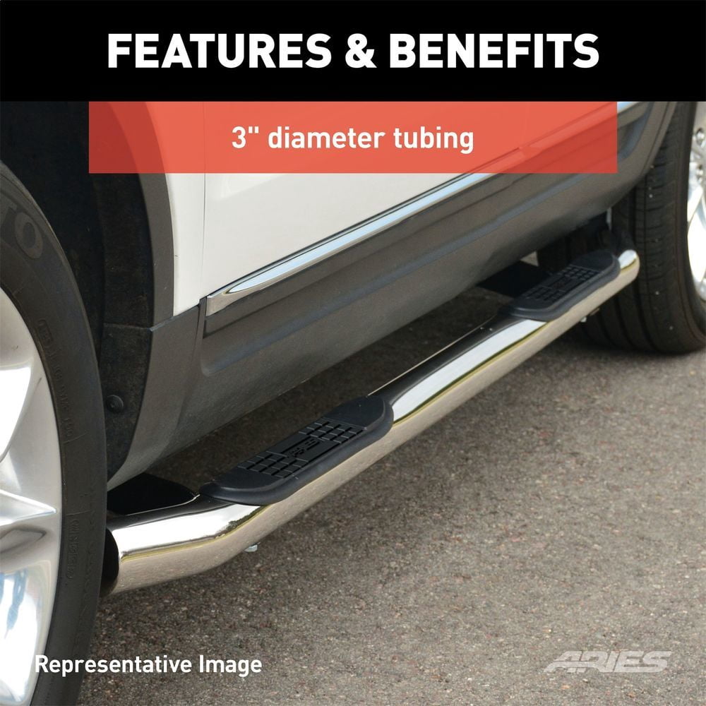 3" Round Side Bars Fits select: 2015-2018 CHEVROLET SILVERADO K1500 LT, 2014 CHEVROLET SILVERADO K1500