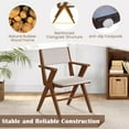 thumbnail image 5 of Auranook Wooden Dining Chair Set of 2, Linen Fabric Upholstered Kitchen Armchairs w/ Rubber Wood Frame, Padded Seat & Back, Armrests, Farmhouse Side Accent Chairs, 5 of 9