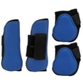 thumbnail image 3 of Protector de patas de caballo de 4 piezas, práctico soporte de neopreno PU para caballos, para carreras, saltos, entrenamiento, juego de azul M, 3 of 14