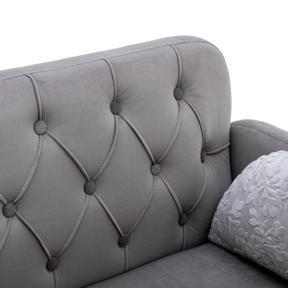 Twin Accent Loveseat Sofa Mid Century Modern Velvet Couch With Pillows Metal Feet Vintage For Small E Living Room Bedroom Gray Com