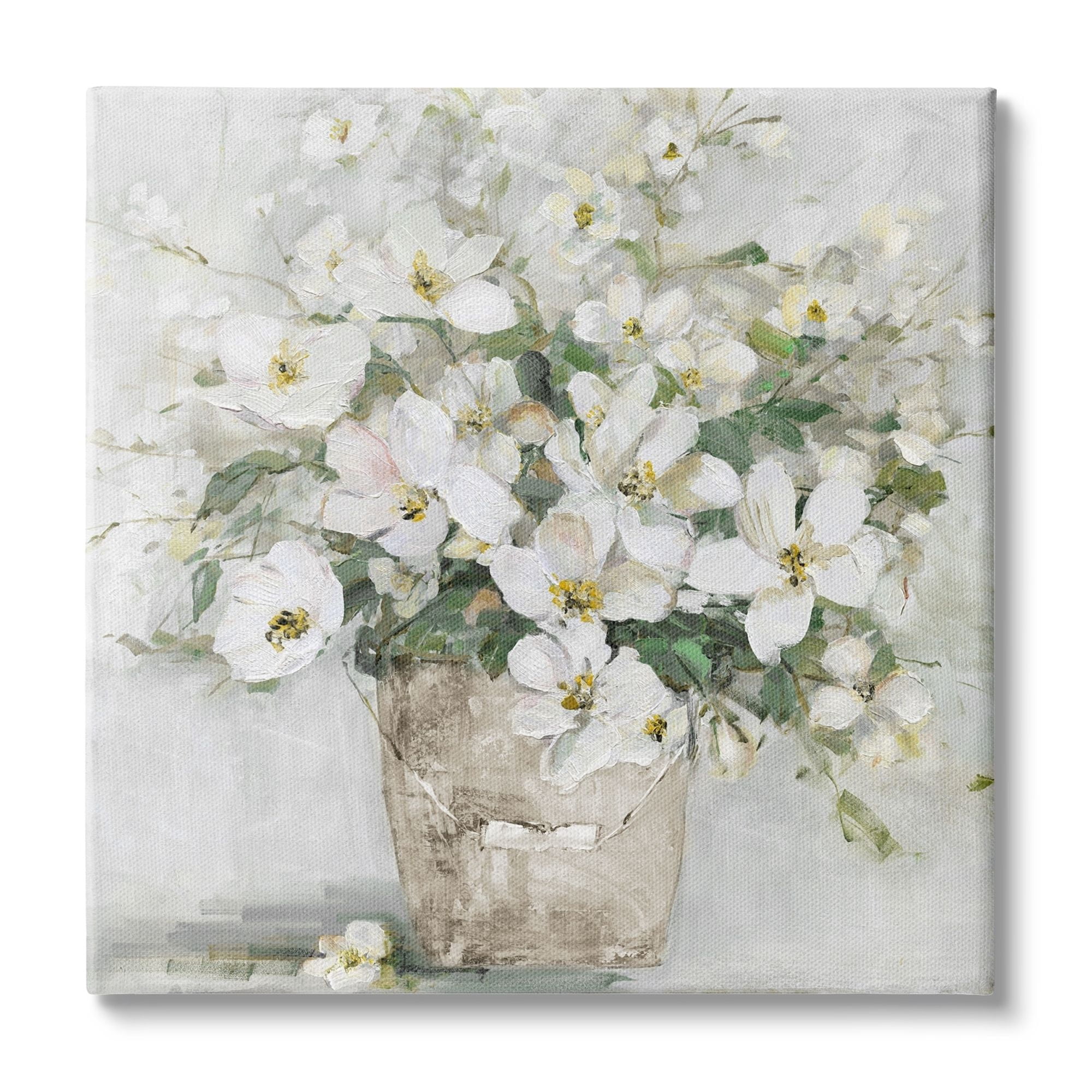 Stupell Industries Farmhouse Poppies Floral Blossom Bouquet Country Bucket, 30 x 30, Design by Sally Swatland