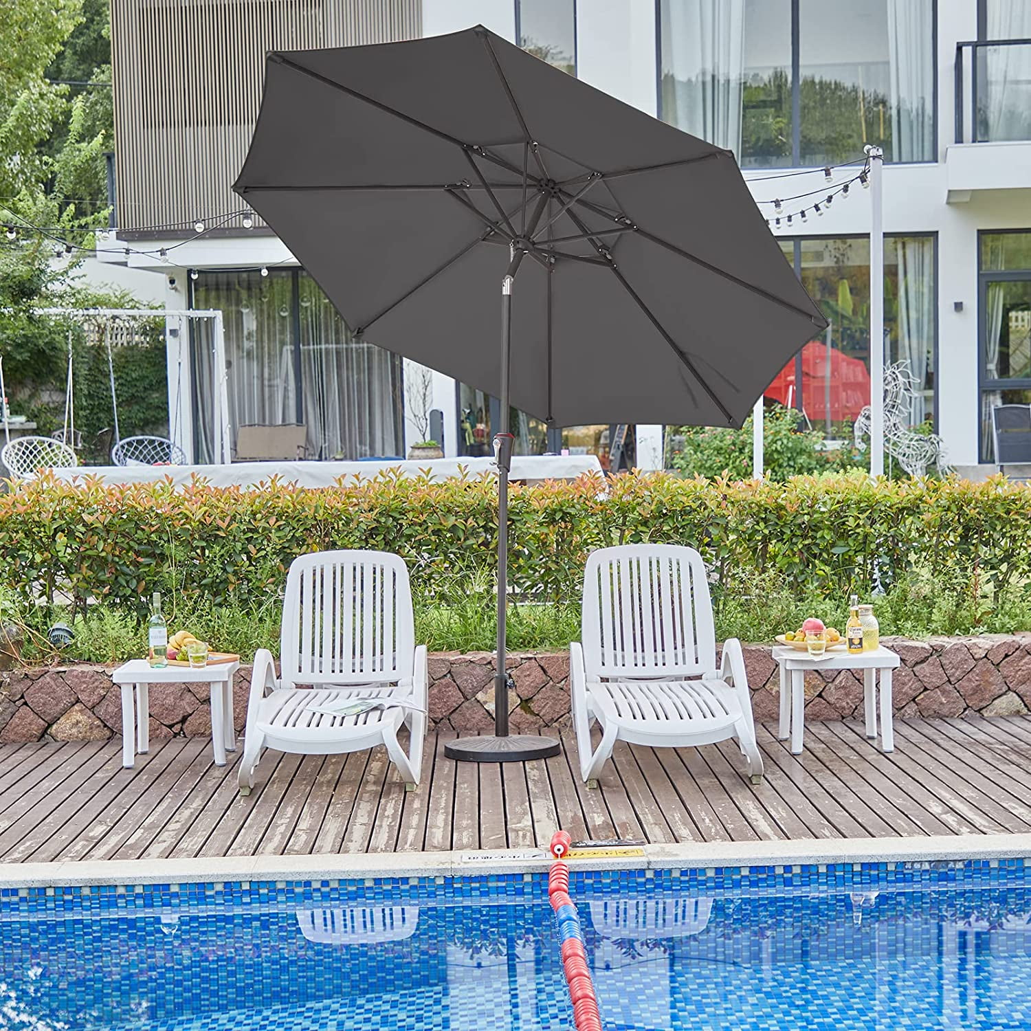 RENR 10 Patio Umbrella with Tilt and Crank, Grey Kuwait Ubuy