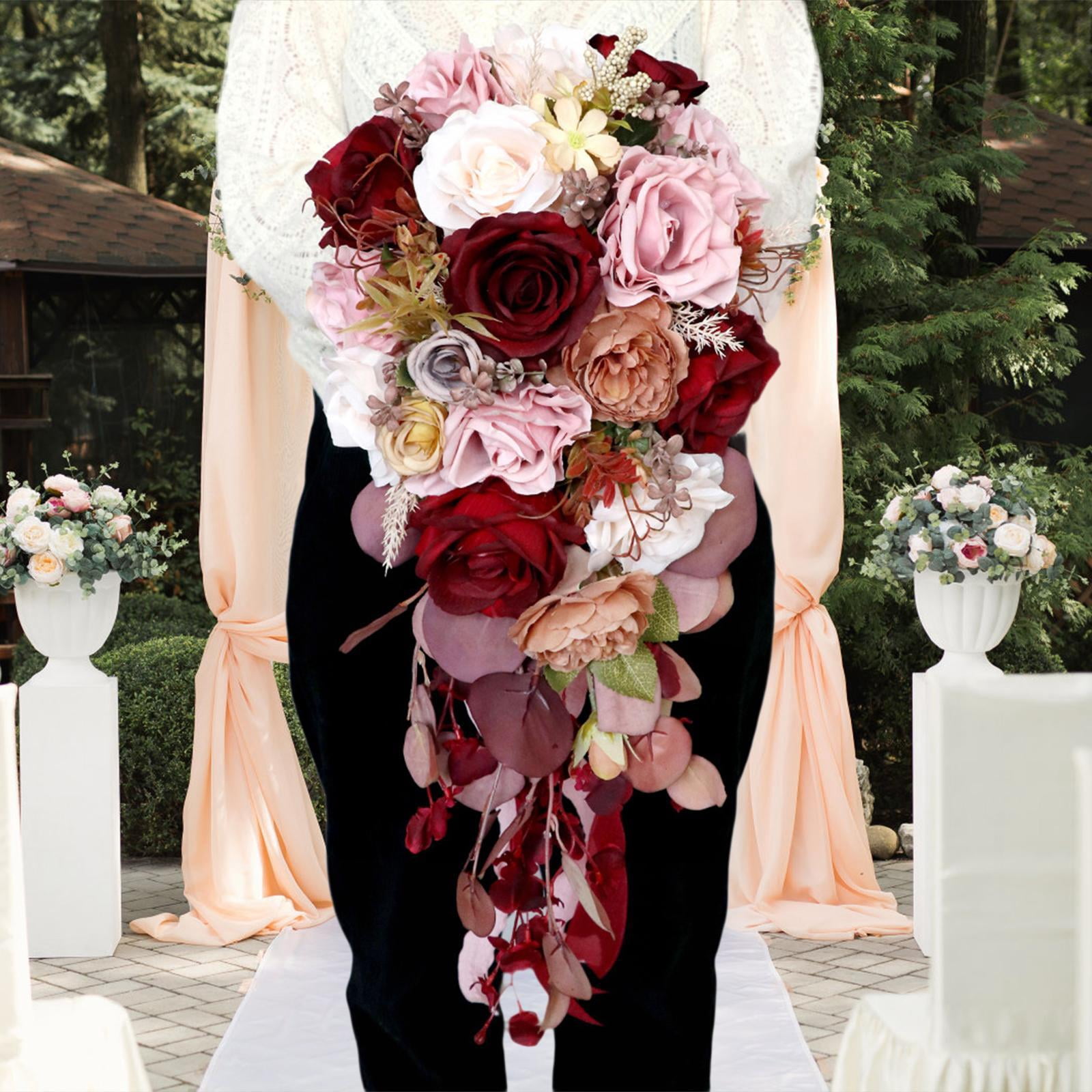 balikha Wedding Bouquet Bridal Bouquet Elegant Artificial Flowers Bride Holding Bouquet for Anniversary Ceremony Wedding Centerpieces