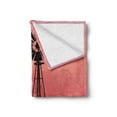 thumbnail image 2 of Windmill Soft Flannel Fleece Blanket, Windmill Silhouette at Dreamlike Sunset Western Ranch Agriculture Theme, Cozy Plush for Indoor and Outdoor Use, 50" x 60", Coral Lilac and Black, by Ambesonne, 2 of 6