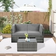 thumbnail image 5 of Danrelax 3 Piece Outdoor Patio Furniture Set, Outdoor Sectional Conversation Furniture Chair with Coffee Table,Patio Sectional for Garden,Backyard(Grey Cushions and Grey PE Rattan), 5 of 8