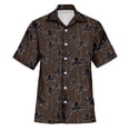 thumbnail image 4 of LIIPEE Men Shirts Casual Summer Lapel Button Down Graphic Printed Short Sleeve Beach Shirt Male Fashion Loose Fit Sports Tops Comfortable Breathable Soft Daily Shirts,Brown,L, 4 of 4