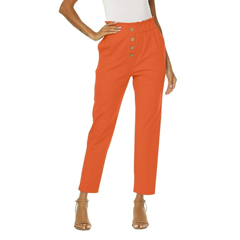 Capri Pants for Women Casual Cotton Linen Cropped Trousers Summer Lounge  Pant with Pockets 