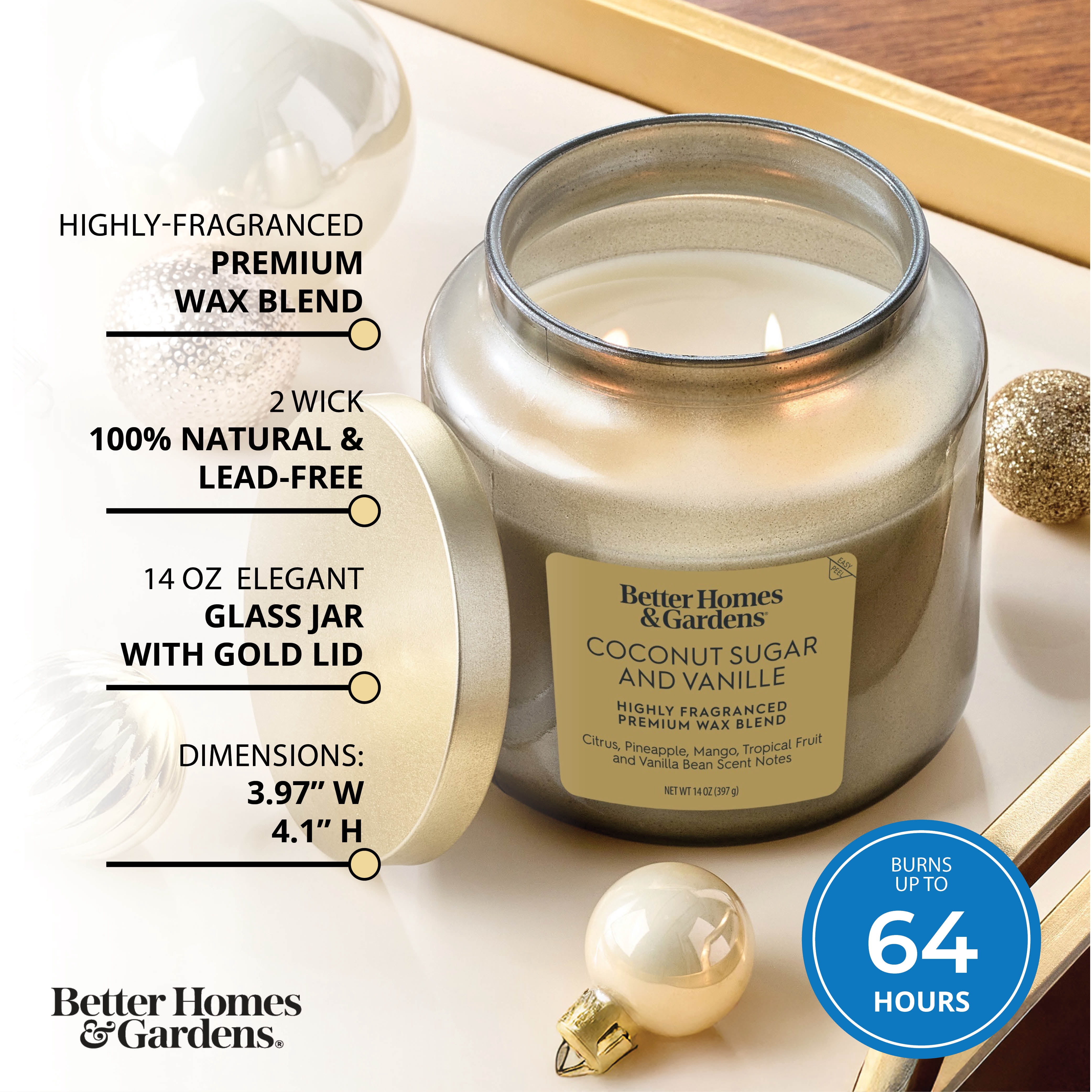 Better Homes Gardens 12oz Jar Candle – Coconut Sugar Vanille