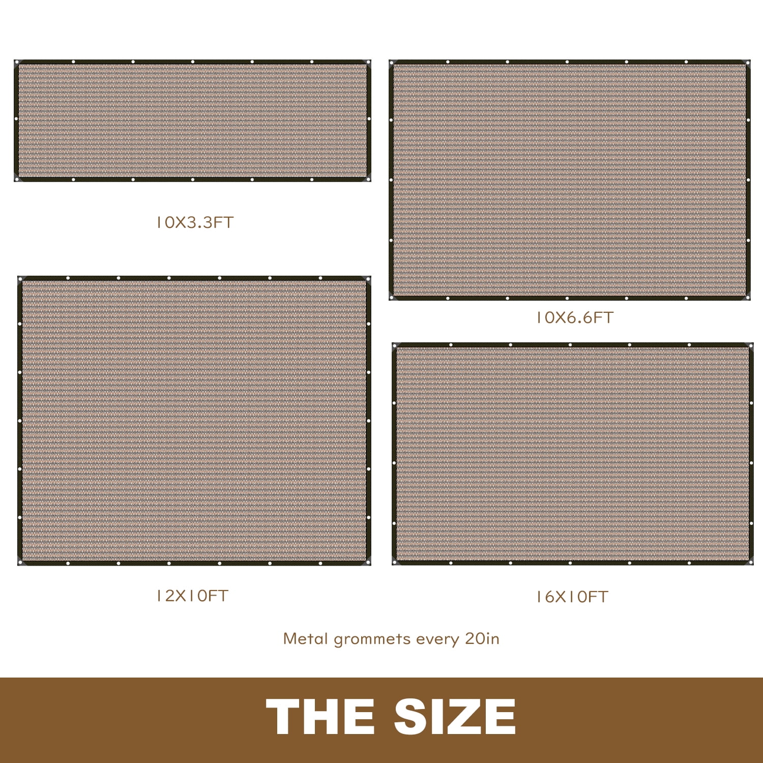 10X 12FT Shade Cloth, UV Protection Sun Shade Cloth Taped Edge Sun-Block Mesh Shade With Rope for Patio Garden Pergola(coffee)
