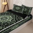 thumbnail image 3 of Homewish Retro Bohemian Zipper Queen Comforter Set with Fitted Sheet and 2 Pillowcases,Vintage Rose Flowers Zipper Bedding Set,Gray Green,Black Reversible,4pcs, 3 of 8