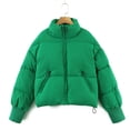 thumbnail image 1 of Chaqueta acolchada con cremallera para mujer, abrigo corto holgado de manga larga con cuello levantado, 10 colores, Invierno, 1 of 5