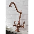 thumbnail image 4 of Kingston Brass KS177ALBSAC Heritage Two-Handle 2-Hole Kitchen Faucet with Brass Sprayer in Antique Copper, 4 of 7
