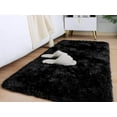 thumbnail image 6 of Luxury Fluffy Area Rug Runner Modern Shag Rugs for Bedroom Living Room, Super Soft and Comfy Carpet, Cute Carpets for Kids Nursery Girls Home, 2x4 Feet Black, 6 of 7