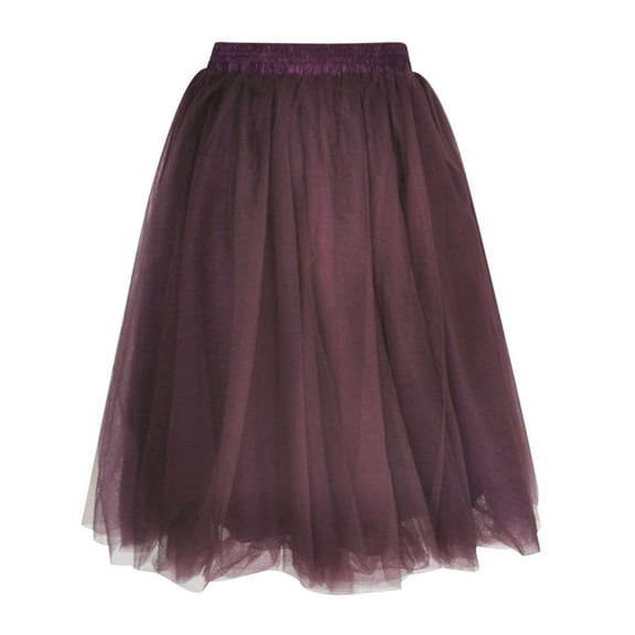 Mrat High Waist A-Line Skirts Womens Pleated Gauze Knee Length Skirt Adult Dancing Skirt High Waist A-Line Skirts S-235 Purple M