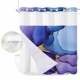 thumbnail image 2 of Modern Purple Blue No Hook Shower Curtain Waterproof,Bathroom Curtains with Snap in Liners and See Through Top Window,Abstract Art Gradient Gold Foil Line Hotel Bathtub Curtains Shower 72"Wx78"L, 2 of 8