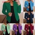 thumbnail image 2 of [Bluetmall] Blazers De Oficina Informales Con Bolsillo Para Mujer , Chaquetas De Trabajo Con Bolsillos Frontales , Drapeadas, 2 of 4