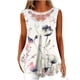 thumbnail image 2 of ICHUANYI Clearance Women Fashion Summer Sexy Fold Printed Regular Lace Sleeveless V Neck Button Top(White, L) ICHUANYI WER2023080801745, 2 of 5