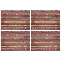 Boho Red Multicolored Ethnic Pattern Summer Placemats Table Placemats Set Of 4-Linen Kitchen Washable Placemats Table Mats 11.8"x17.7" Non-Slip Heat Resistant