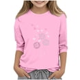 thumbnail image 2 of jobturf Cute Tops for Girls Trendy Floral Graphic Tees Y2k Comfy Loose 3/4 Length Sleeve Blouses Summer Shirts Size 3-12 Years, 2 of 5