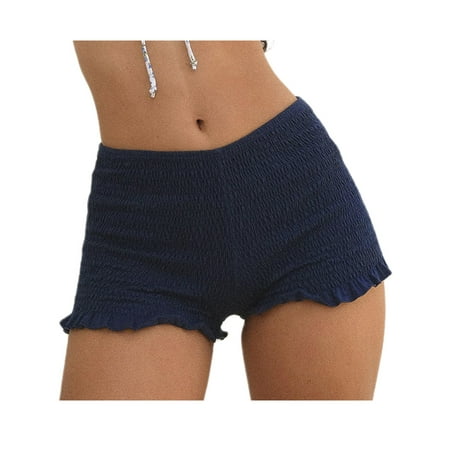Bangyeer Women s Smocked Plaid Bloomers Cute Frill Ruffle Sexy Micro Shorts Bottoms Y2k Pettipants