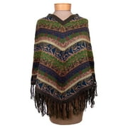Women's Striped/Geometric Poncho Alpaca Knit Wool 100% Fine Color Blend