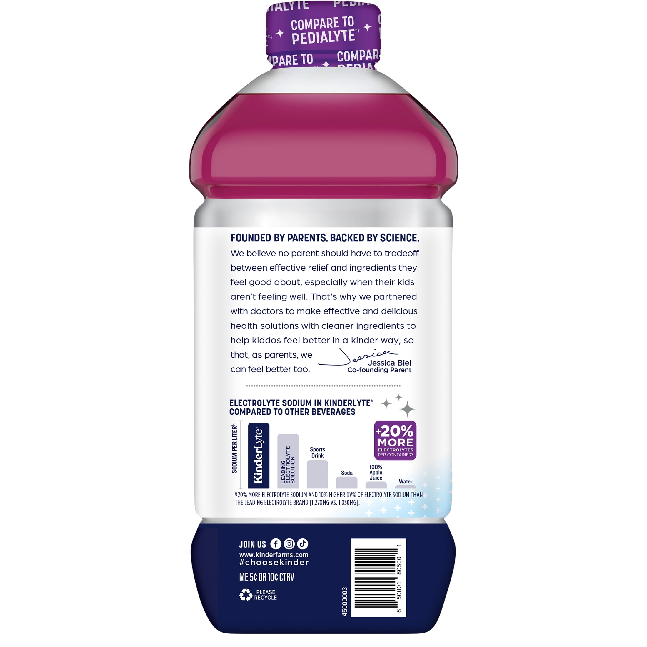 Kinderfarms KinderLyte  Electrolyte Solution Drink for Kids & Adults, Grape, 33.8 fl oz Bottle