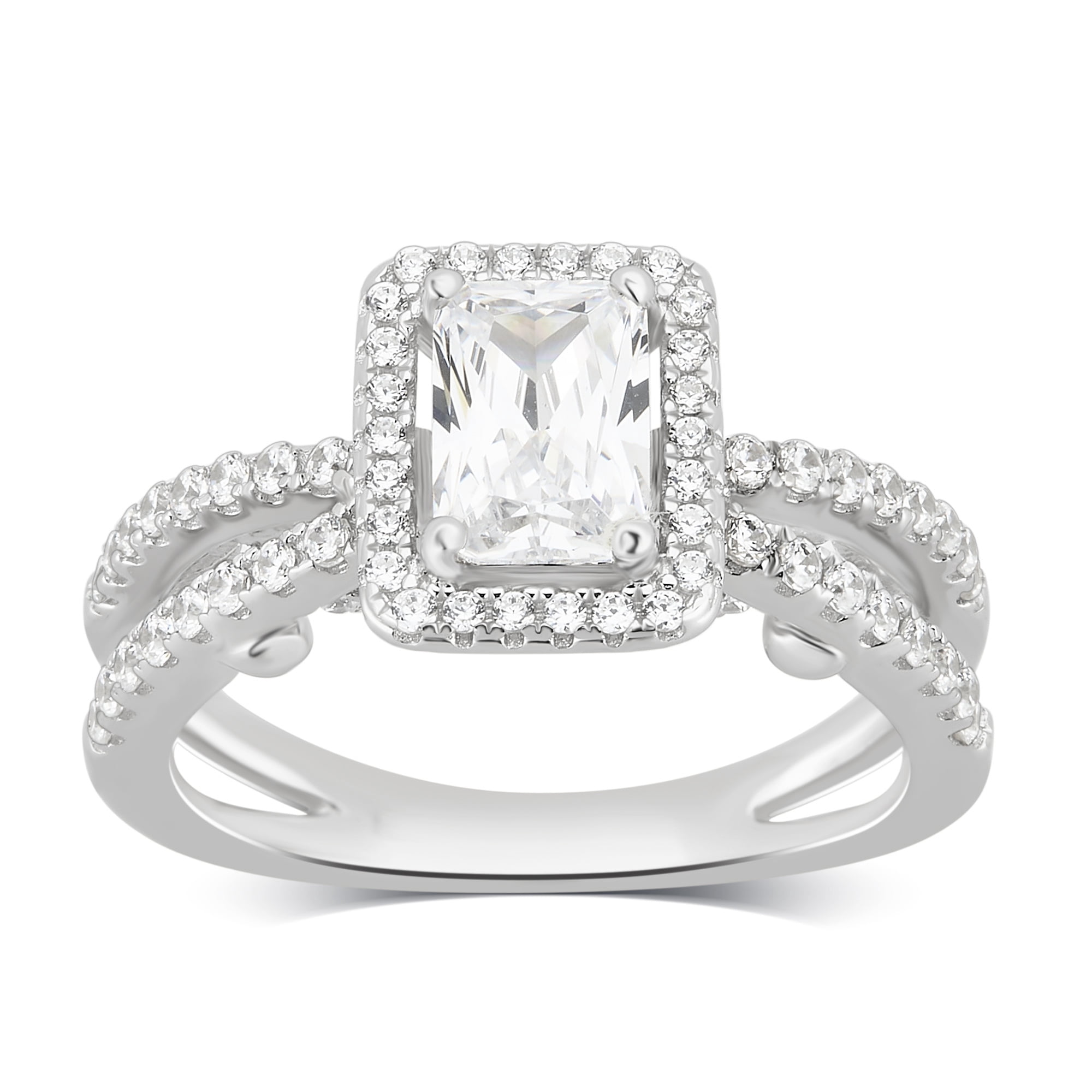 Arista 2 3/4 Carat T.W. Cubic Zirconia Split Shank Engagement Ring in Sterling Silver