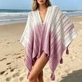 thumbnail image 2 of Women's Gradient Color Shawls and Wraps Open Front Poncho Cape with Fringes, Tassel Beach Cover Up, 2 of 6
