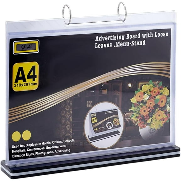 T-Shaped 6-Page Flip Acrylic Sign Holder Desk Flip Sign Clear Flip Chart Easel for Menu/Photo/Advertising/Drink Display Clear