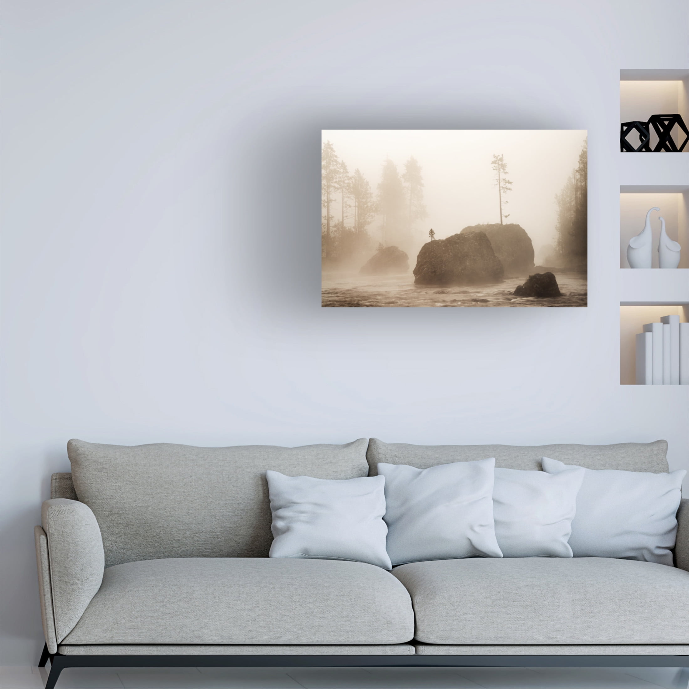 Canvas Wall Art - Dennis Frates 'Early Sunrise With Lone Tree Growing Out Of Rock' Wall Art for Living Room, Bedroom, or Office Décor by Trademark Fine Art - 19 x 12 Inches