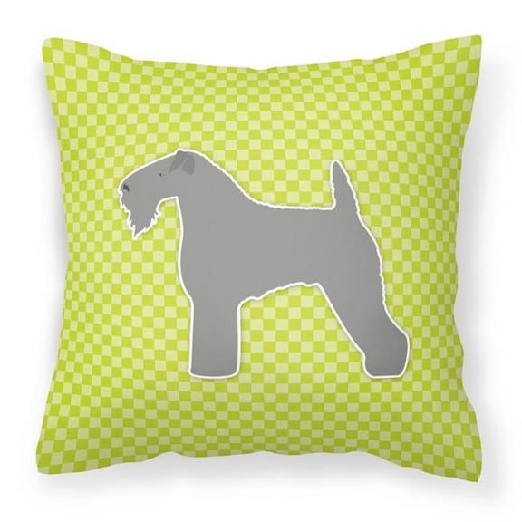 Carolines Treasures BB3792PW1818 Kerry Blue Terrier Checkerboard Green Fabric Decorative Pillow