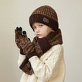 thumbnail image 3 of Winter Beanie Hat Scarf Gloves Set Kids Unisex Knit Skull Cap Scarf Touchscreen Mittens Clod Weather Matching Set, 3 of 3
