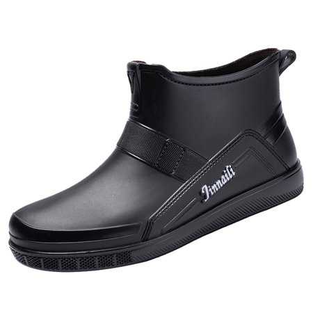

Boots for Men Mens Fashion Thick Sole Rain Boots Short Tube Non Slip Waterproof Shoes Kitchen Work Boots Rain Boots Black