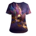 thumbnail image 3 of Mardi Gras Scrub Tops for Women Mask Print V Neck Sparkly Scrubs Sequins Carnival Short Sleeve Gold Uniform with Pockets Rose Gold 3XL, 3 of 4
