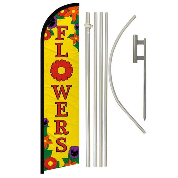 Flowers Windless Banner Flag & Pole Kit