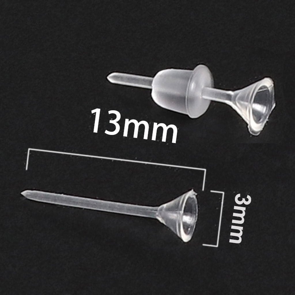 SIEYIO 100 Set Hypoallergenic Earrings Simple Plastic Clear Ear Pins