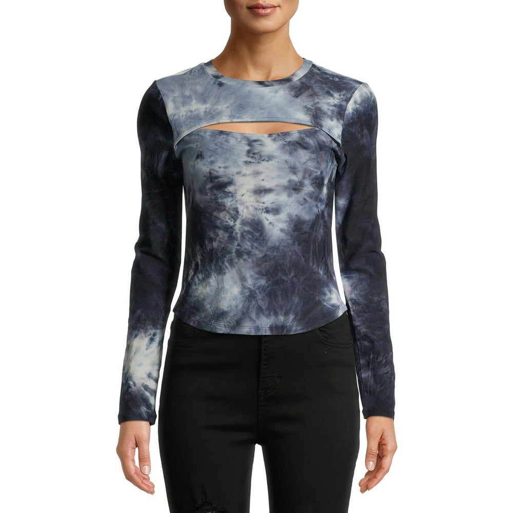 Derek Heart - Derek Heart Juniors Tye Dye Long Sleeve Cutout Top - Walmart.com - Walmart.com