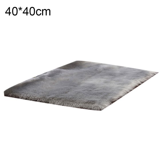 NUZYZ Rectangle/Square Soft Long Plush Fluffy Area Rug Carpet Ground Floor Mat Pad Grey 40*40cm